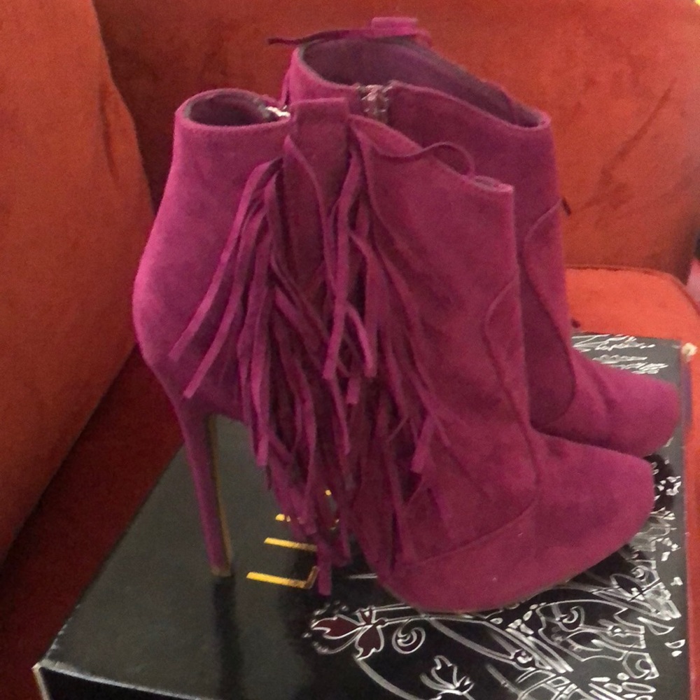 Purple Fringe Booties